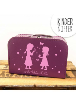 Kinderkoffer Koffer Mädchen mit Schneeflocken Schmetterlingen und Punkten kos10