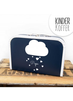 Kinderkoffer Koffer Wolke mit Herzen und Wunschname marineblau kos4a