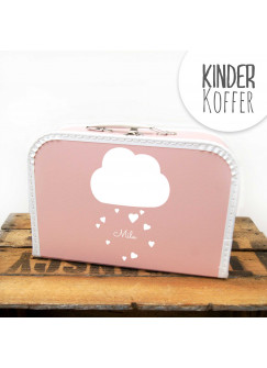 Kinderkoffer Koffer Wolke mit Herzen und Wunschname rosa kos4c