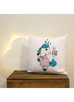 Kissen Dekokissen Dekorationskissen Kuschelkissen Couchkissen Polyesterkissen Einhorn Mädchen mit Rose und Spruch weil du toll bist inklusive Füllung pillow throw pillow decor pillow cuddly cushion,cuddle pillow couch pillow polyester pillow unicorn with 