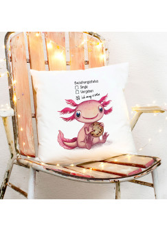 Kissen mit Axolotl Spruch Beziehungsstatus: ich mag Kekse inkl Füllung Dekokissen Geschenk ks274
