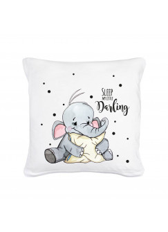 Kissen Dekokissen kleiner Elefant mit Spruch sleep my little Darling inklusve Füllung ks80