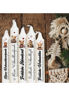 Kerzensticker Kerzentattoos Tattoofolie Weihnachten Adventskerze Adventszahlen mit Fuchs für Kerzen oder Keramik A4 Bogen DIY Stickerbogen kst112