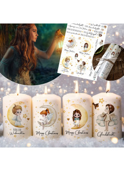 Kerzensticker Kerzentattoos Tattoofolie Weihnachten Engel Weihnachtsengel Schutzengel für Kerzen oder Keramik A4 Bogen DIY Stickerbogen für bis zu 40 Kerzen kst30