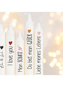 Kerzensticker Kerzentattoos Tattoofolie Valentinstag Liebe love Glück für Kerzen oder Keramik A4 Bogen DIY Stickerbogen für bis zu 25 Kerzen kst51