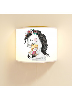 Wandlampe Kinderlampe mit süßen Pferdchen & Katze Lampe Motivlampe Leselampe Kinderzimmer ls112