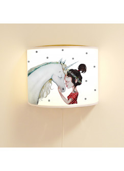 Wandlampe Kinderlampe mit süßen Einhorn & Mädchen Lampe Motivlampe Leselampe Kinderzimmer ls113
