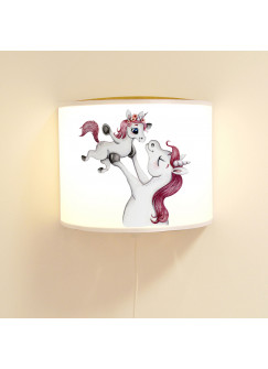 Wandlampe Kinderlampe mit süßen Einhorn & Jungtier Lampe Motivlampe Leselampe Kinderzimmer ls115