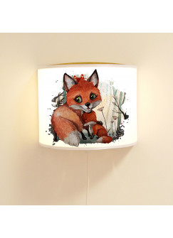 Wandlampe Kinderlampe mit süßen Fuchs & Jungtier Lampe Motivlampe Leselampe Kinderzimmer ls116