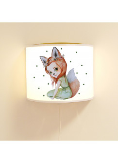 Wandlampe Kinderlampe mit süßen Fuchs Fuchsmädchen Punkte Lampe Motivlampe Leselampe Kinderzimmer ls117