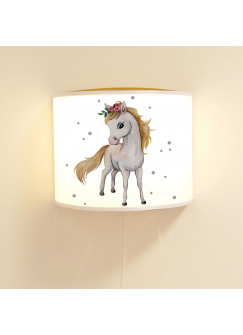 Wandlampe Kinderlampe mit süßen Pferd Pferdchen & Punkte Lampe Motivlampe Leselampe Kinderzimmer ls122