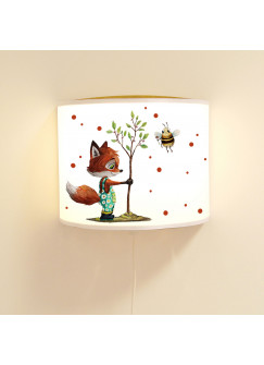 Wandlampe Kinderlampe mit süßen Fuchs mit Baum & Biene Lampe Motivlampe Leselampe Kinderzimmer ls124