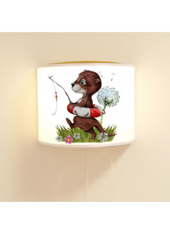 Wandlampe Kinderlampe mit Otter angelt Schwimmring Pusteblume Lampe Motivlampe Leselampe Kinderzimmer ls128