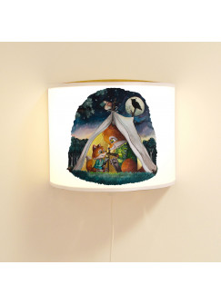 Wandlampe Kinderlampe mit Fuchs Fuchspapa und Junges im Zelt Lampe Motivlampe Leselampe Kinderzimmer ls136