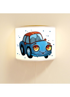 Kinderlampe Wandlampe blaues Auto Lampe Autolampe Jungs mit Punkte ls89