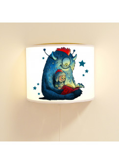 Kinderlampe Wandlampe süßes Monster mit Kind Monsterlampe Lampe Motivlampe Jungs ls97