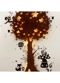 Wandlampe Zauberbaum mit Waldtieren M1267