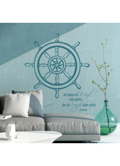 Wandtattoo Steuerrad Meer Wind Spruch Zitat von Aristoteles M1485