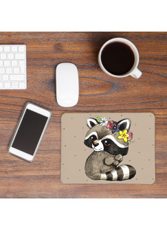 Mousepad Mouse Pad Mausunterlage kleiner Waschbär mit Punkten mp18