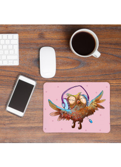 Mousepad Mouse Pad Mausunterlage Eule Musik mit Kopfhörer und Punkten mp21