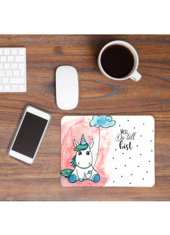 Mousepad Maouse Pad Mausunterlage mit Einhorn Wolke und Spruch weil du toll bist mp23