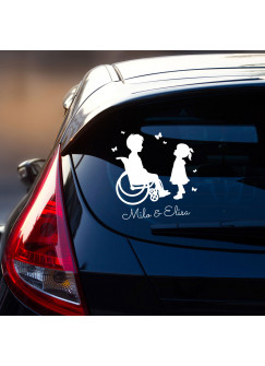 Autotattoo Heckscheiben Aufkleber Namensaufkleber Kinder Junge Rollstuhlfahrer Mädchen Schmetterlinge und Namen Wunschnamen M2461