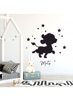 Wandtattoo Löwe Löwenbaby mit Sterne & Wunschname perfekt fürs Kinderzimmer Junge Mädchen Deko Wanddeko M2475