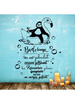 Wandtattoo Badezimmer" Aufkleber Faultier und Schwan mit Spruch Badelounge Wanddeko Wandgestaltung M2247"