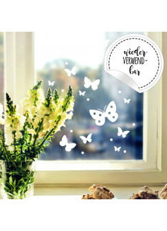Fensterbild Schmetterlinge Set -WIEDERVERWENDBAR- Fensterdeko Fensterbilder Osterdeko M2348