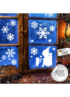 Fensterbild Winterdeko Weihnachten Schneeflocken-Set 23 Teile -wiederverwendbar- Fensterdeko Winter Fensterbilder Aufkleber M2488