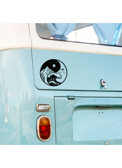 Autotattoo Aufkleber Kreis mit Ying Yang Berge Meer Wald Wellen Sticker Auto Bus Wohnmobil M2503