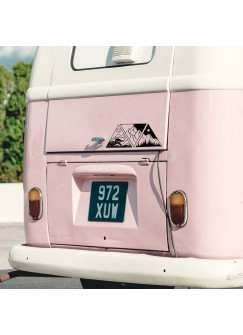 Autotattoo Aufkleber Dreiecke mit Berge Wald Meer Wellen Sticker Auto Bus Wohnmobil M2504