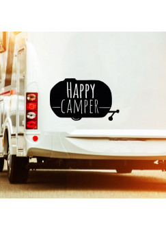 Autotattoo Heckscheibenaufkleber Wohnwagen Sticker mit Motto Spruch Happy Camper Autosticker M2378