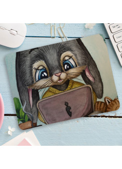 Mousepad mouse pad Mauspad Hase Häschen mit Laptop Mausunterlage bedruckt mouse pads mp104