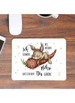 Mousepad mouse pad Mauspad Hase Häschen Spruch schwöre bei meiner Möhre Mausunterlage bedruckt mouse pads Geschenk Valentinstag mp108