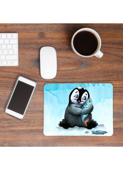 Mousepad mouse pad Mauspad mit Pinguin & Fisch Mausunterlage bedruckt für den Schreibtisch mouse pads Tier mp40