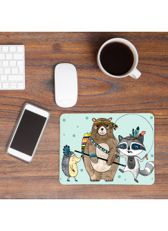 Mousepad mouse pad Mauspad Bär Igel & Waschbär mit Springseil Mausunterlage bedruckt für den Schreibtisch mouse pads Tier mp43