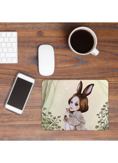 Mousepad mouse pad Mauspad mit Hase Hasenmädchen im Wald Mausunterlage bedruckt für den Schreibtisch mouse pads Tier mp45