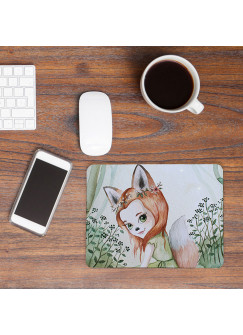 Mousepad mouse pad Mauspad mit Fuchs Fuchsmädchen im Wald Mausunterlage bedruckt für den Schreibtisch mouse pads Tier mp48