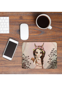 Mousepad mouse pad Mauspad Eichhörnchen Eichhornmädchen im Wald Mausunterlage bedruckt für den Schreibtisch mouse pads Tier mp51