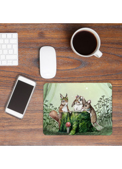 Mousepad mouse pad Mauspad Waldtierversammlung Hase Maus Eichhörnchen Mausunterlage bedruckt für den Schreibtisch Tiere mp53