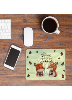 Mousepad mouse pad Mauspad mit Fuchs Pärchen Spruch Neben Schokolade mag ich Dich... Mausunterlage bedruckt mouse pads Tier mp75