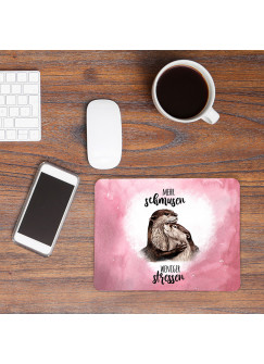 Mousepad mouse pad Mauspad mit Otter Pärchen rosa Spruch Mehr schmusen weniger stressen Mausunterlage bedruckt mouse pads Tier mp78