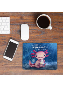 Mousepad mouse pad Mauspad mit Axolotl Spruch Seifenblasen statt Trübsal blasen Mausunterlage bedruckt mouse pads Tier mp80