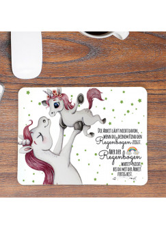 Mousepad mouse pad Mauspad Einhorn mit Kind Spruch Regenbogen zeigen Mausunterlage bedruckt mouse pads mp92