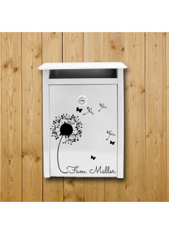 Wandtattoo Briefkastenaufkleber Pusteblume outdoor mit Wunschnamen M1877