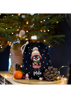 Nikolausbeutel Nikolaussäckchen Nikolaussack Nikolaus Nikolausgeschenk Weihnachtssäckchen Stiefel personalisiert mit Namen und Pinguin Motiv nkb3