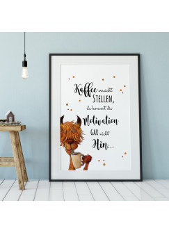 A3 Print Lama mit Spruch Poster Plakat Druck mit Motto Zitat Kaffee erreicht stellen... p101