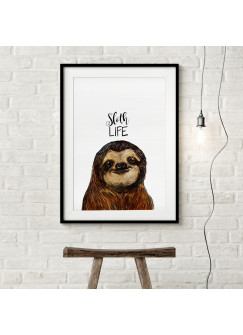 A3 Print mit Faultier und Spruch Sloth Life Poster Plakat Motto Zitat p121