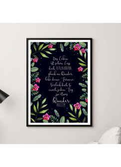 A3 Print Poster mit Blumen & Spruch Zauber Wunder Träume... Druck mit Zitat p132